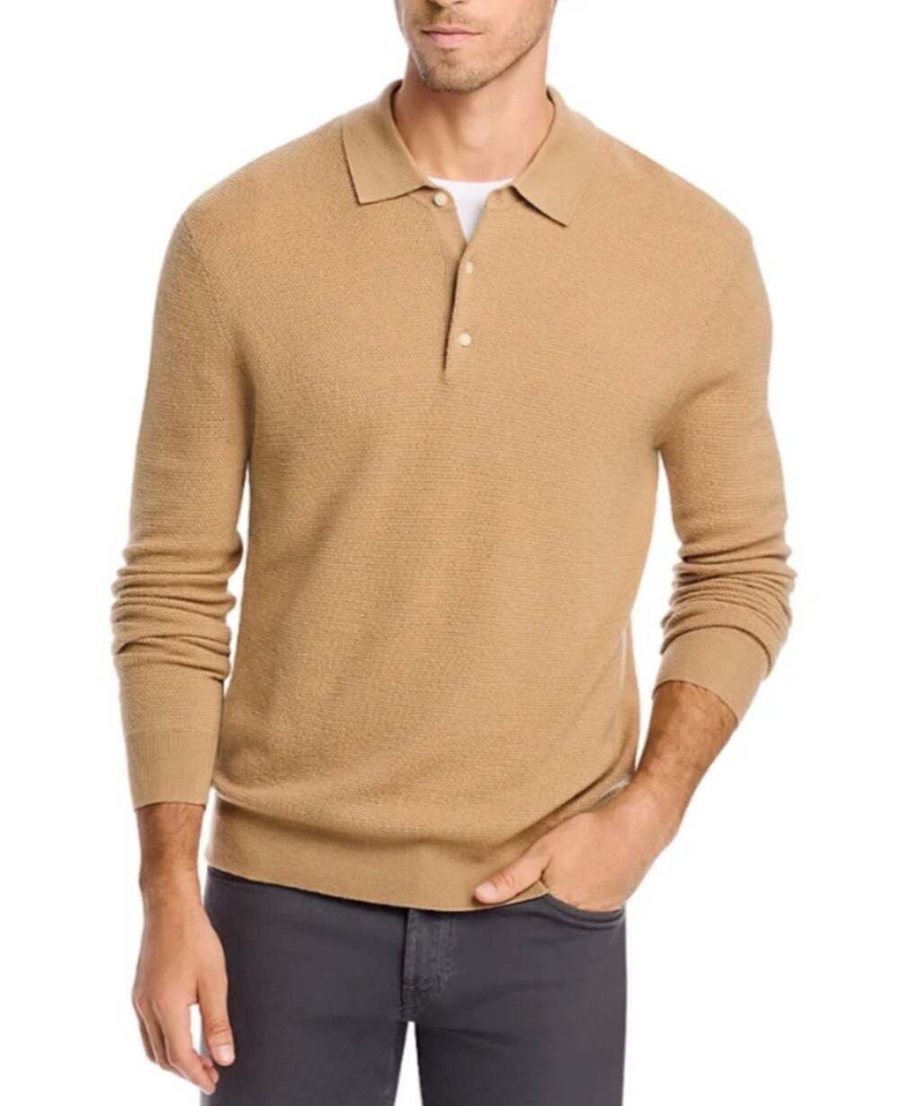 Club Room 100% Fine Cashmere Textured Piqué Polo Sweater Size XL
